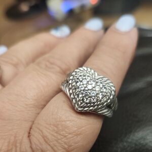 Silver Heart Ring with CZ AUTHENTIC size 8